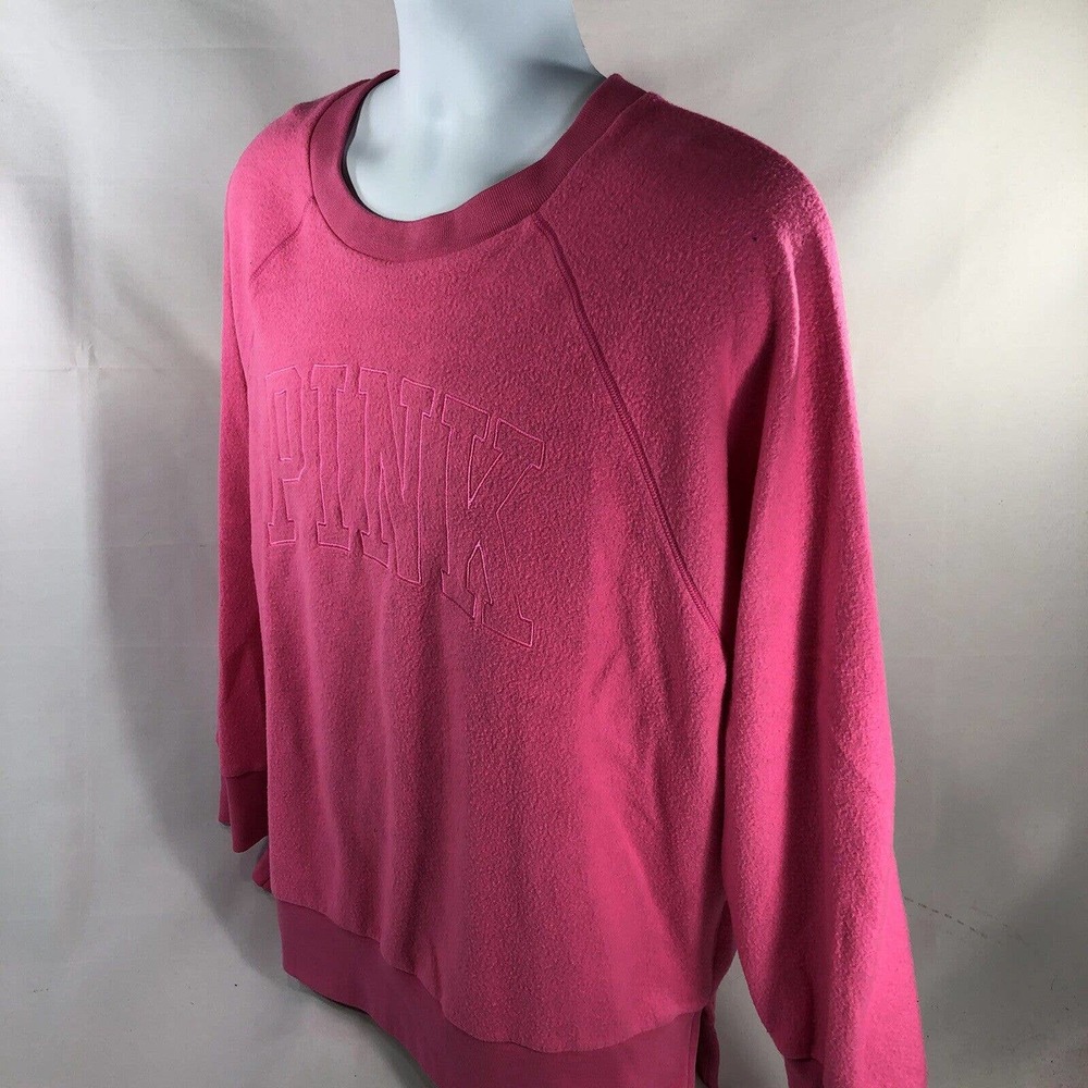 Victoria’s Secret Pink Long Sleeve Sweatshirt Size Medium Pink Pullover Logo - Picture 5 of 12